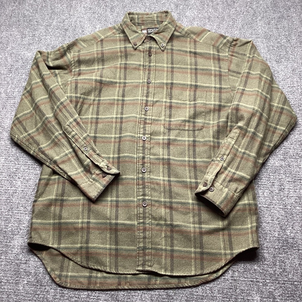 Vintage Banana Republic Cabinwear Flannel Shirt Mens Medium Plaid Green Cotton - Picture 2 of 9